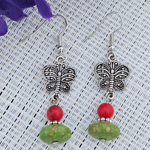 Butterfly Green/Red Color Fashion Earrings